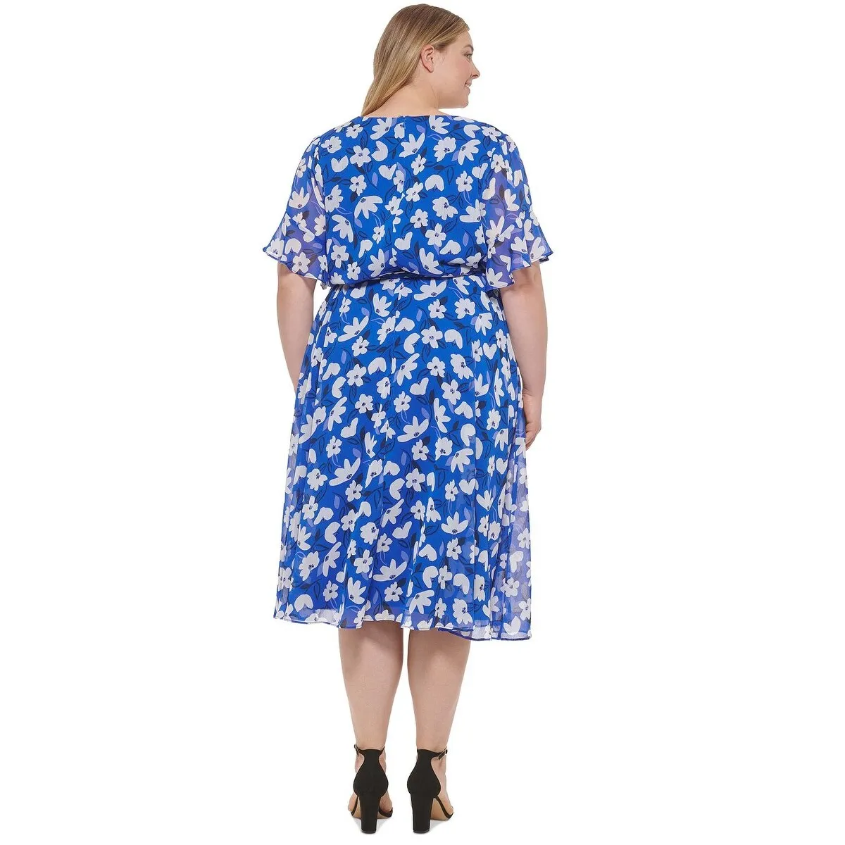 DKNY Women's Floral Print Faux Wrap Dress Blue Size 22W sold by Zulily product image thumbnail 2