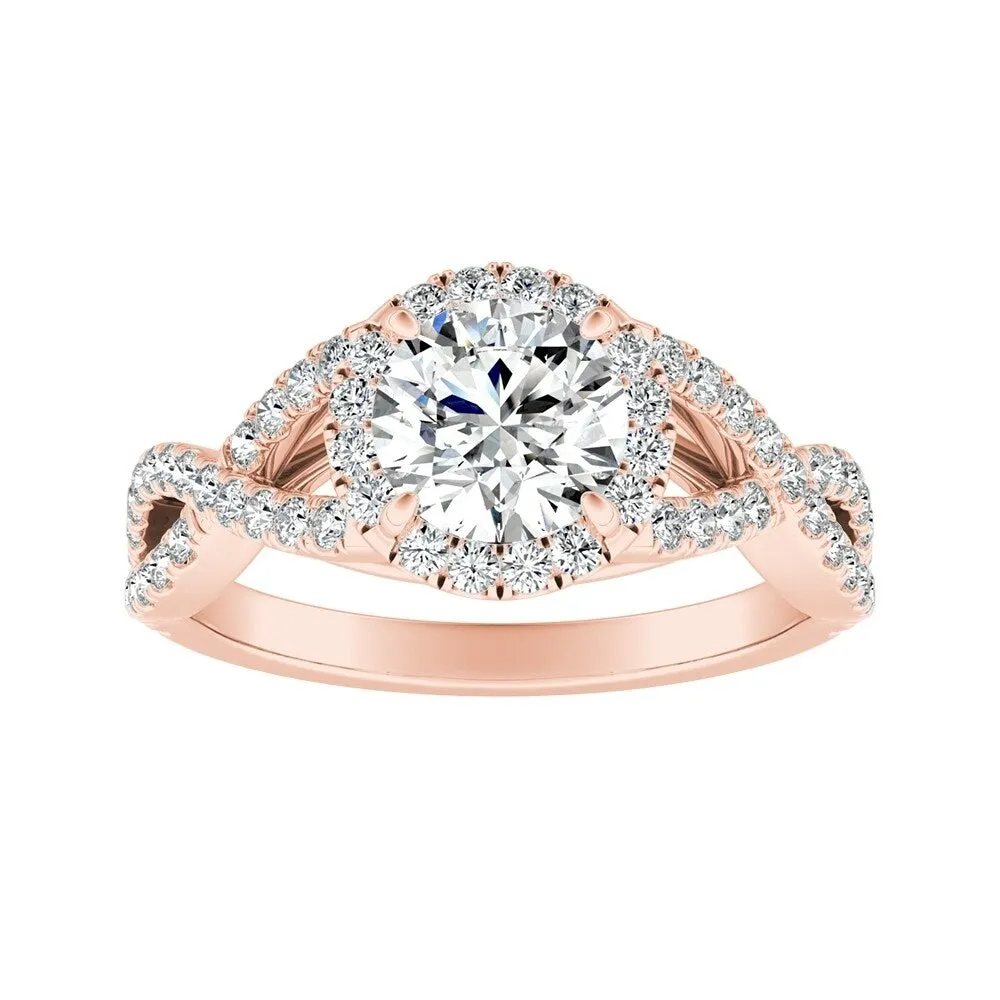 Auriya Infinity Round1ct Moissanite and 1/2ctw Diamond Halo Engagement Ring 14K Gold sold by Zulily product image thumbnail 3