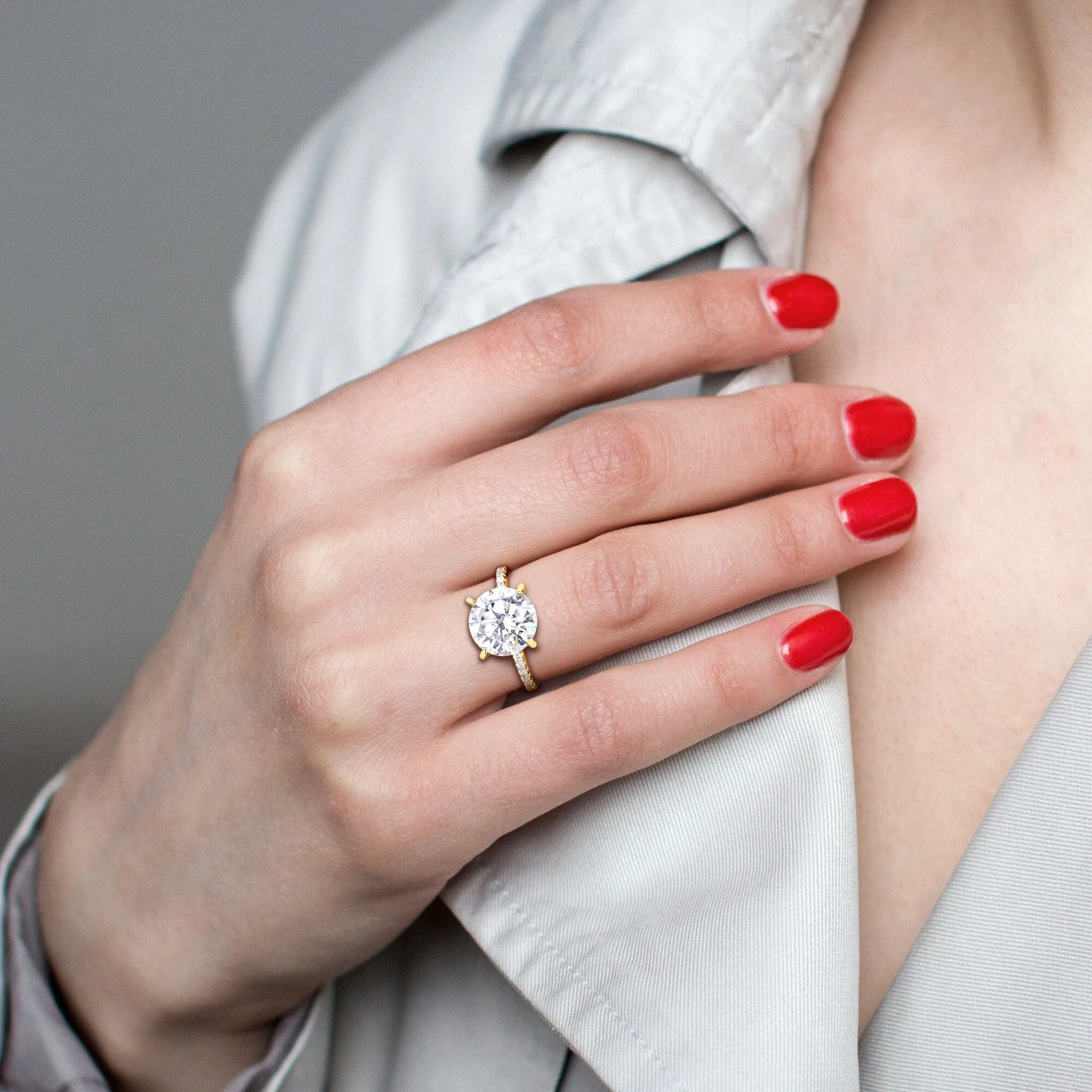 Miadora 3 3/4ct DEW Created Moissanite Engagement Ring in 10k Yellow Gold sold by Zulily product image thumbnail 5