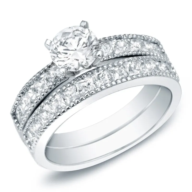 Auriya 14k Gold 1 1/2ctw Channel-set Round Diamond Engagement Ring Set sold by Zulily