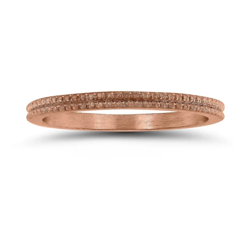 1.5MM Thin Beaded Wedding Band in 14K Rose Gold sold by Zulily