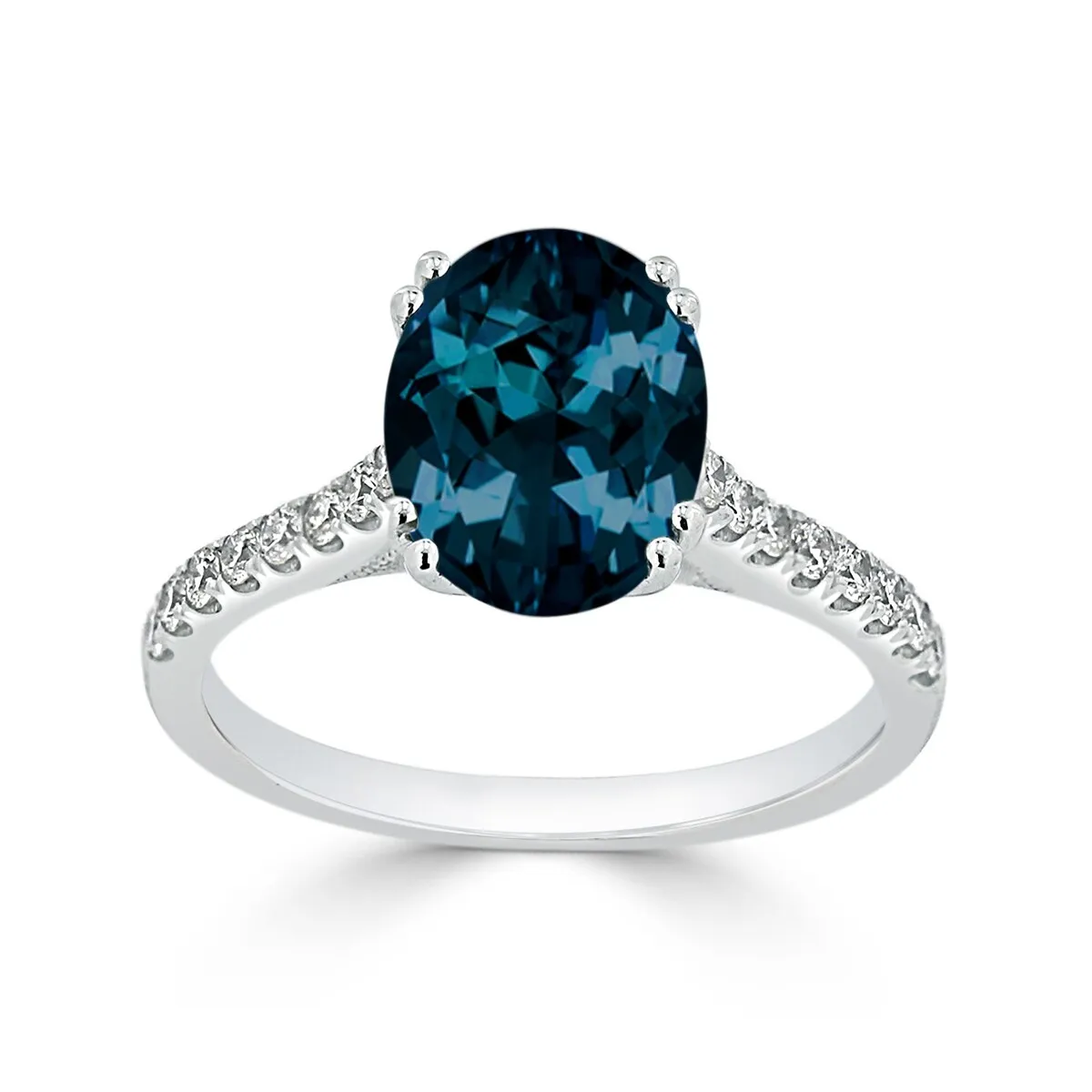 Auriya 2 3/4ct Fancy Oval London Blue Topaz and Diamond Engagement Ring 1/4ctw 14k Gold sold by Zulily product image thumbnail 3