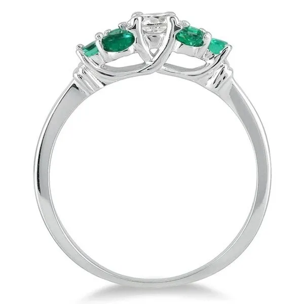 14kt White Gold Diamond and Emerald Women's Ring sold by Zulily product image thumbnail 2
