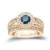 Auriya 1 3/5ctw Blue Halo Diamond Engagement Ring Set 14k Gold sold by Zulily