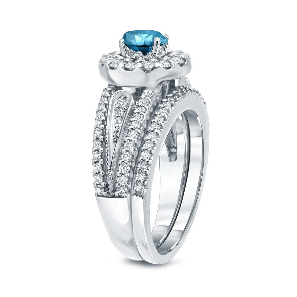 Auriya 1 3/5ctw Blue Halo Diamond Engagement Ring Set 14k Gold sold by Zulily product image thumbnail 5