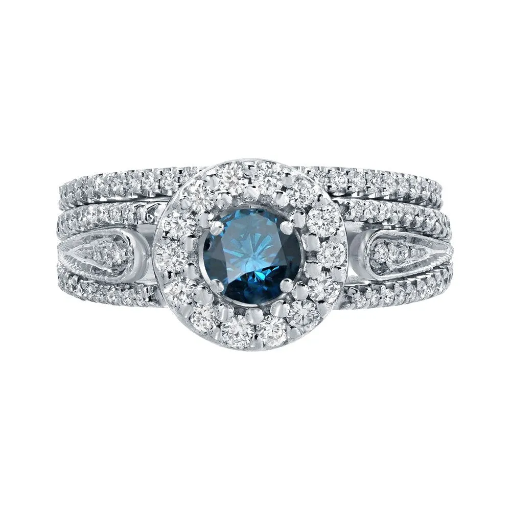Auriya 1 3/5ctw Blue Halo Diamond Engagement Ring Set 14k Gold sold by Zulily product image thumbnail 4