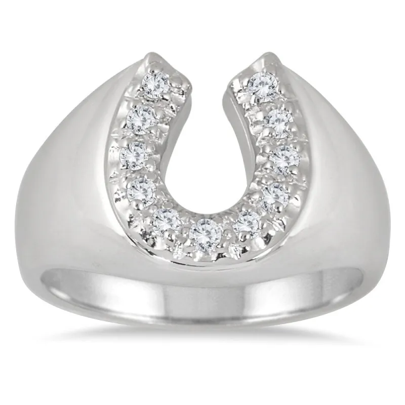 1/4 Carat TW Horseshoe Diamond Men's Ring in 10K White Gold sold by Zulily