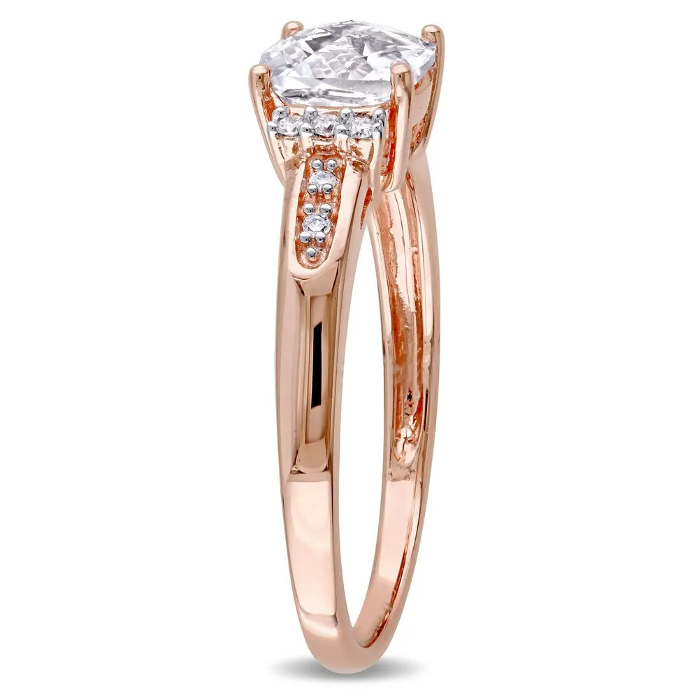 Miadora 10k Rose Gold Created White Sapphire and Diamond Accent Engagement Ring sold by Zulily product image thumbnail 5