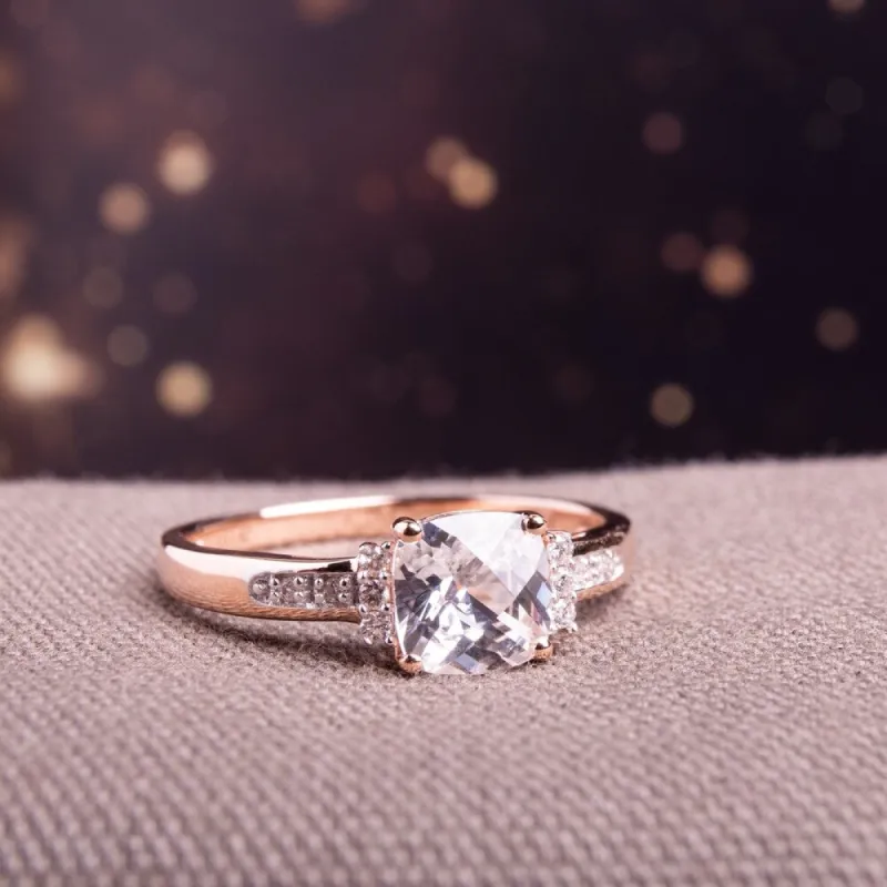 Miadora 10k Rose Gold Created White Sapphire and Diamond Accent Engagement Ring sold by Zulily