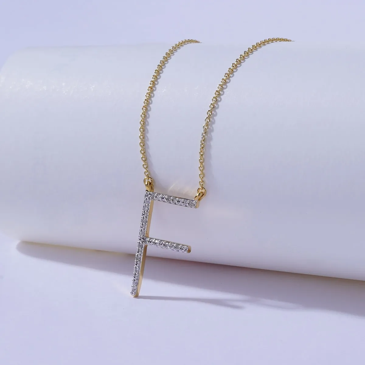 1/20ct TDW Diamond Classic Alphabet Pendant Necklace in Silver with Rhodium by De Couer sold by Zulily product image thumbnail 4