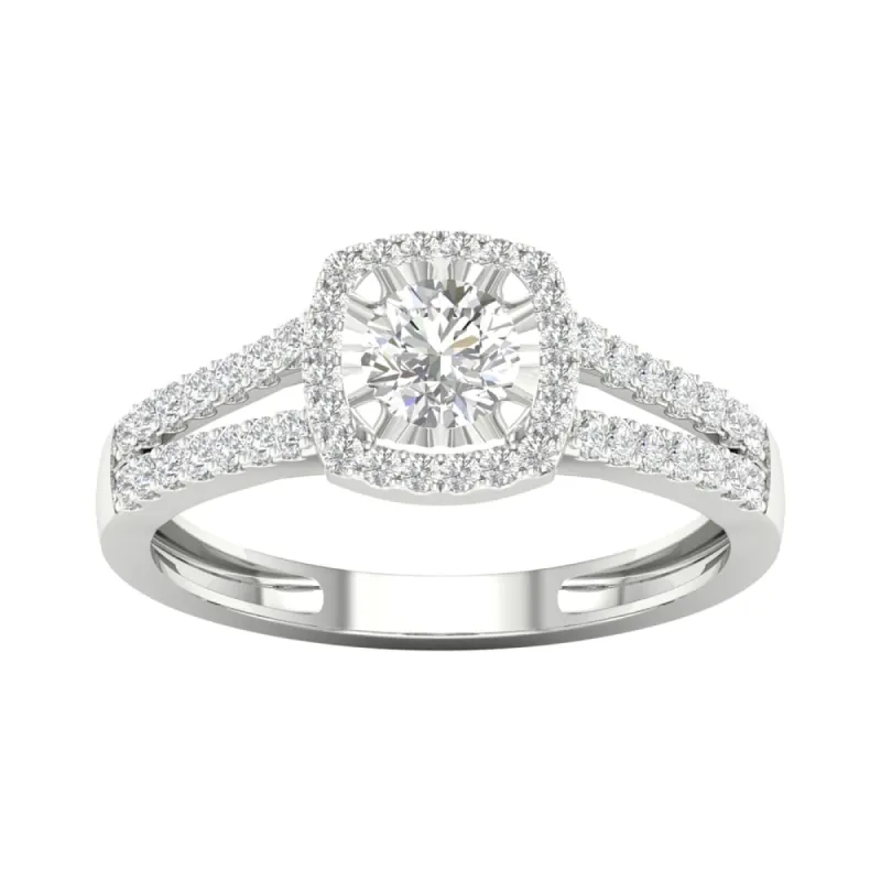 De Couer 14k Gold 1/2ct TDW Diamond Halo Engagement Ring sold by Zulily