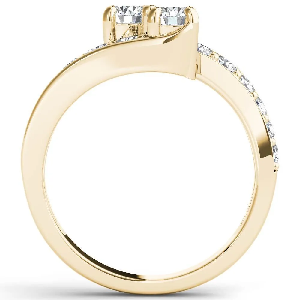 De Couer 14k Yellow Gold 1ct TDW Two-Stone Diamond Bypass Ring sold by Zulily product image thumbnail 3