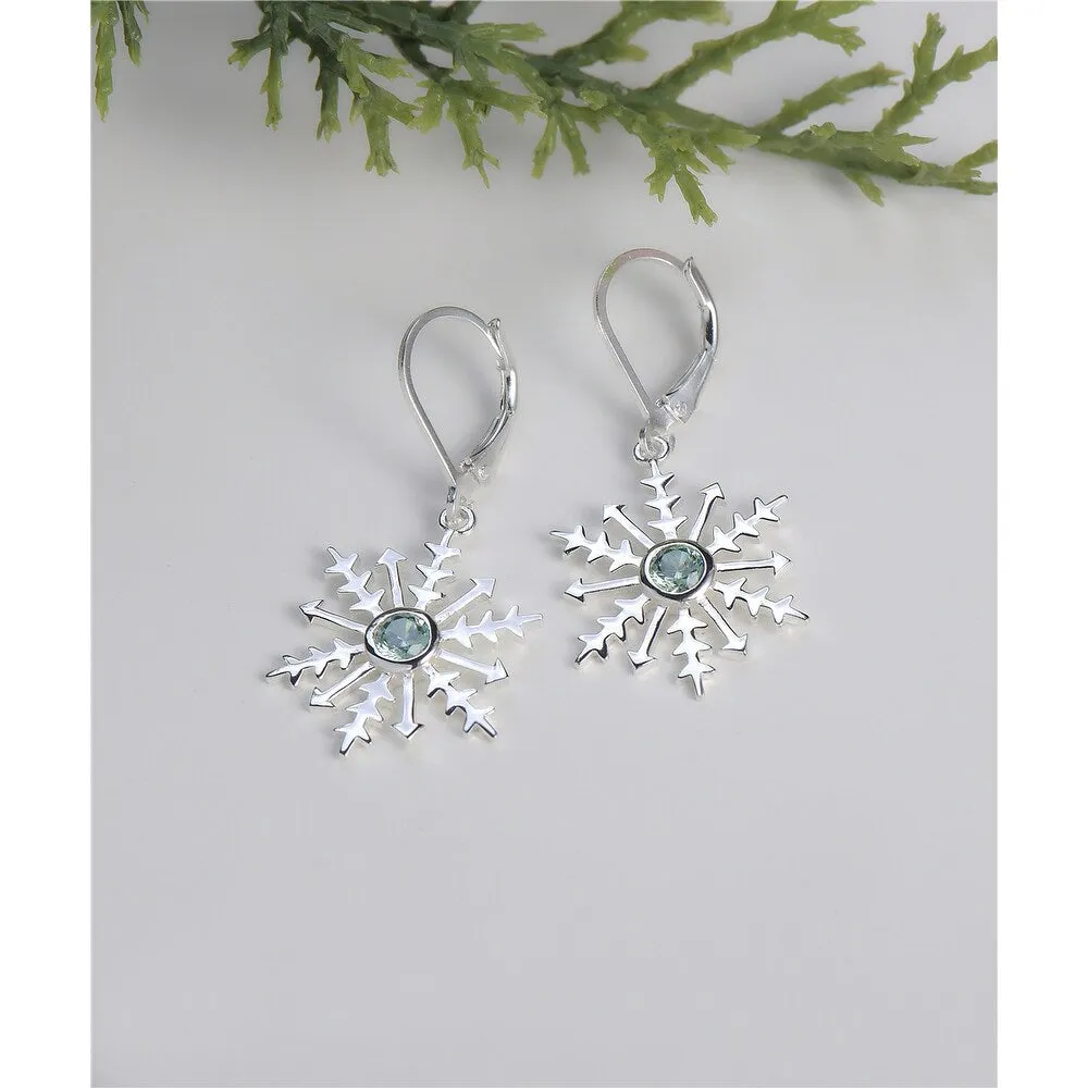 Vera & Co. Sterling Silver Snowflake with Blue Topaz Color CZ Earring sold by Zulily