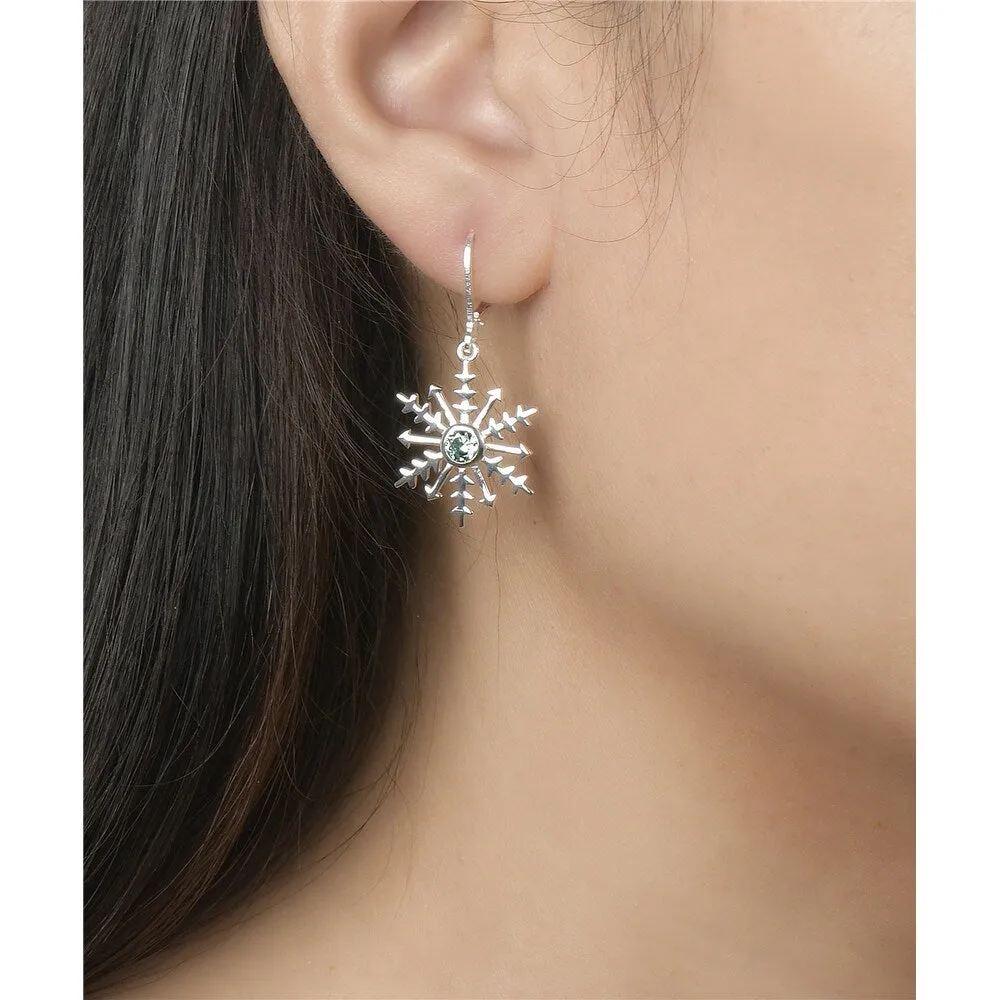 Vera & Co. Sterling Silver Snowflake with Blue Topaz Color CZ Earring sold by Zulily product image thumbnail 2
