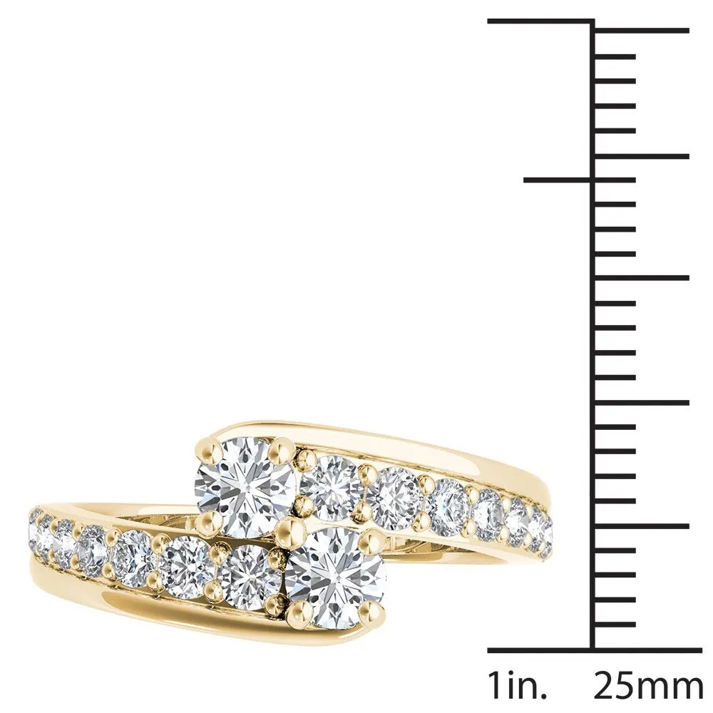 De Couer 14k Yellow Gold 1ct TDW Two-Stone Diamond Bypass Ring sold by Zulily product image thumbnail 4