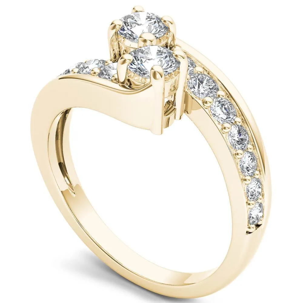 De Couer 14k Yellow Gold 1ct TDW Two-Stone Diamond Bypass Ring sold by Zulily product image thumbnail 2