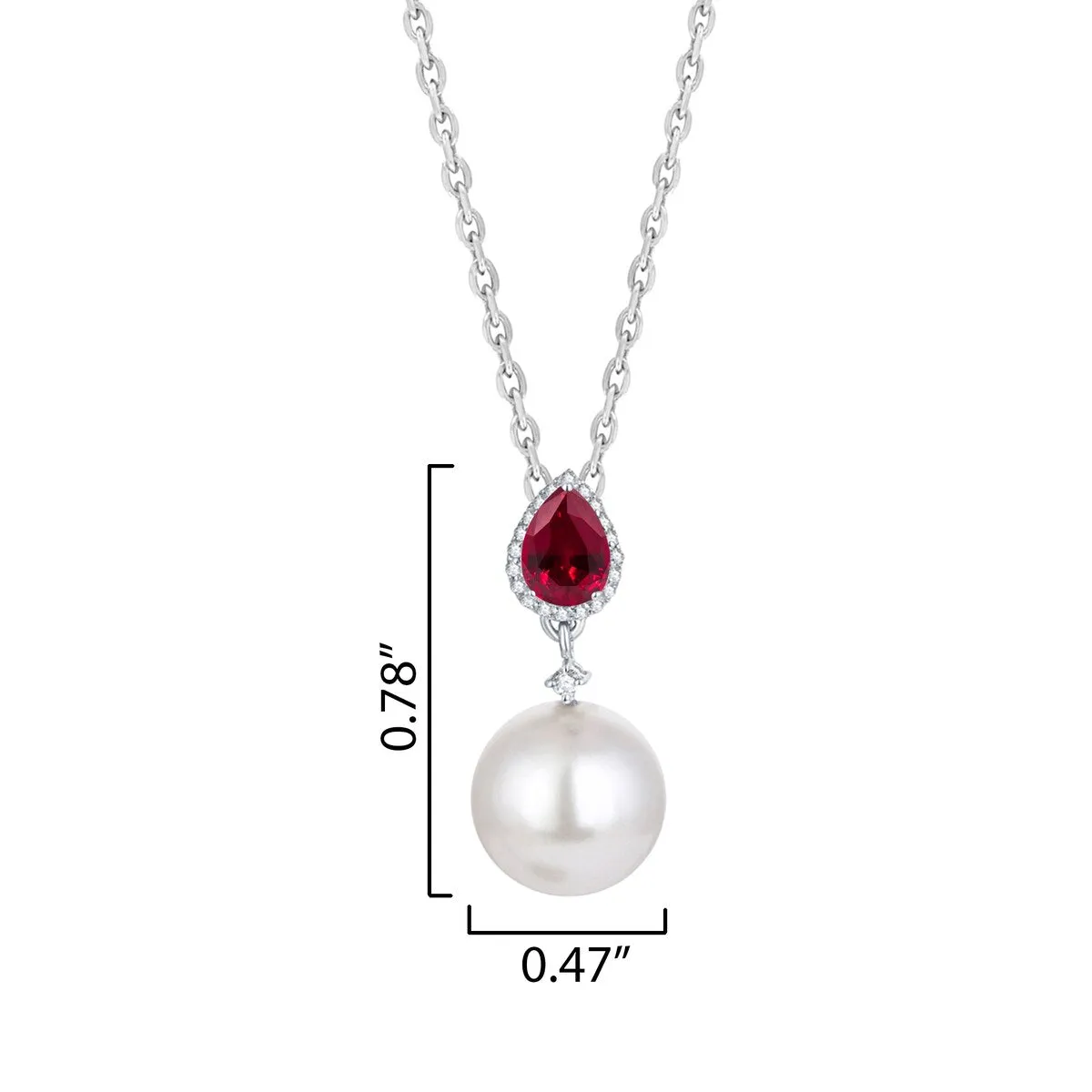 Sterling Silver Shell Pearl and Ruby Drop Pendant sold by Zulily product image thumbnail 3
