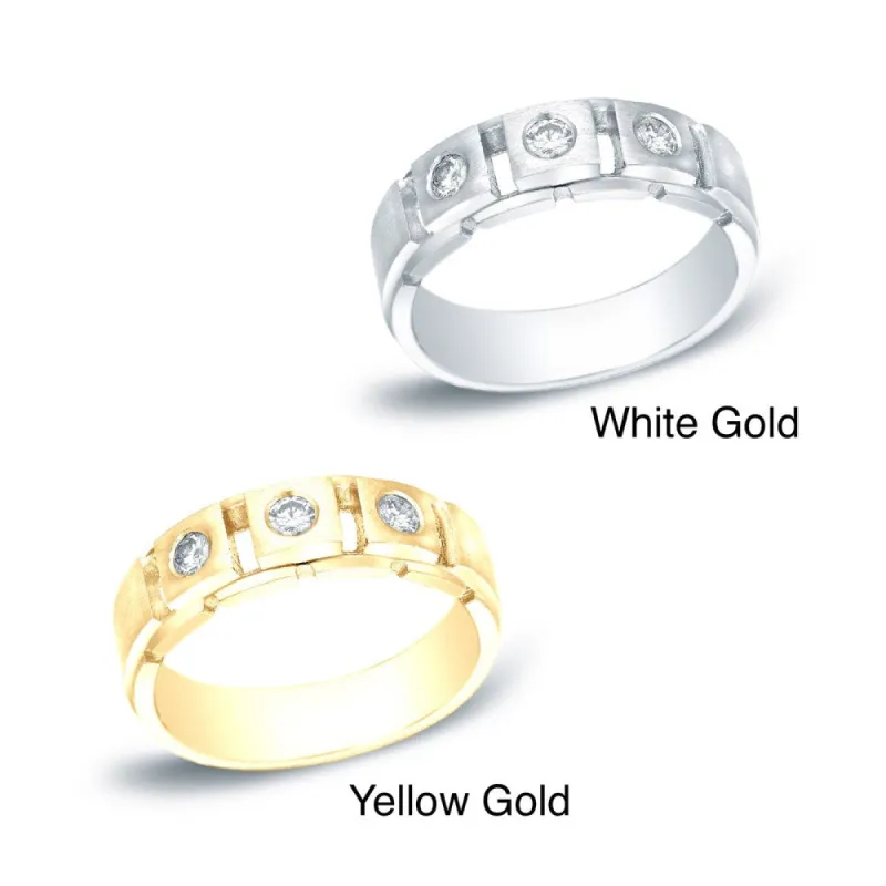 Auriya Men's 14k Gold 1/3ct TDW 3-Stone Diamond Wedding Band sold by Zulily
