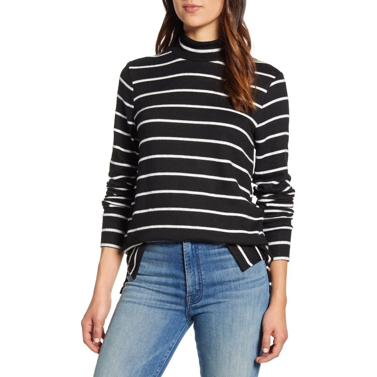 Lucky Brand Women's Striped Mock-Neck Top Black Size Small sold by Zulily product image thumbnail 3