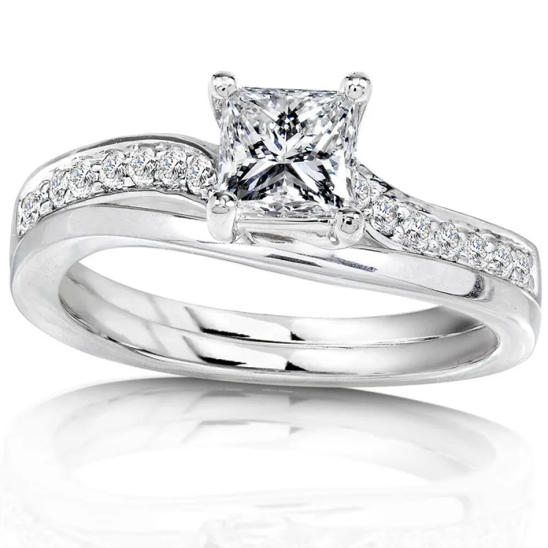 Annello by Kobelli 14k White Gold 3/4ct TDW Diamond Bridal Ring Set sold by Zulily