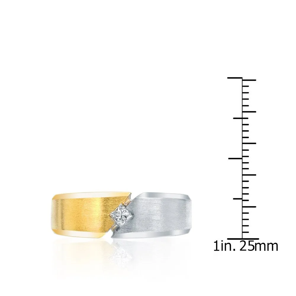 Auriya Men's 14k Gold 1/5ct TDW Square Diamond Wedding Band sold by Zulily product image thumbnail 2