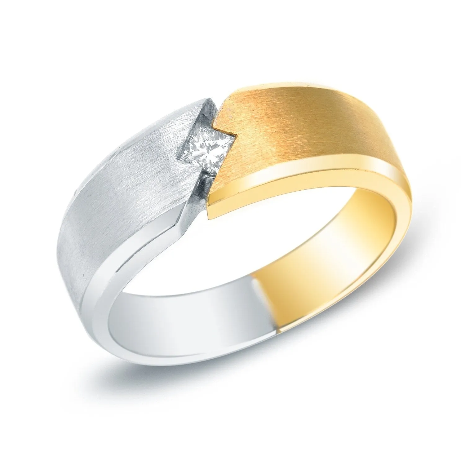 Auriya Men's 14k Gold 1/5ct TDW Square Diamond Wedding Band sold by Zulily product image thumbnail 3