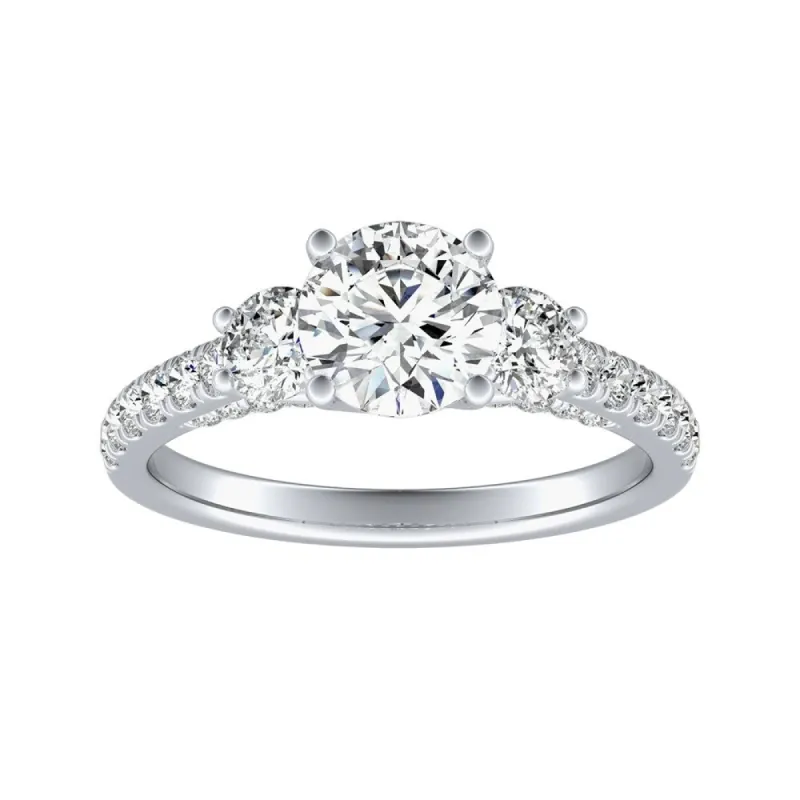 Auriya 3-Stone 2ct Round Moissanite and 7/8ct Diamond Engagement Ring 14K Gold sold by Zulily