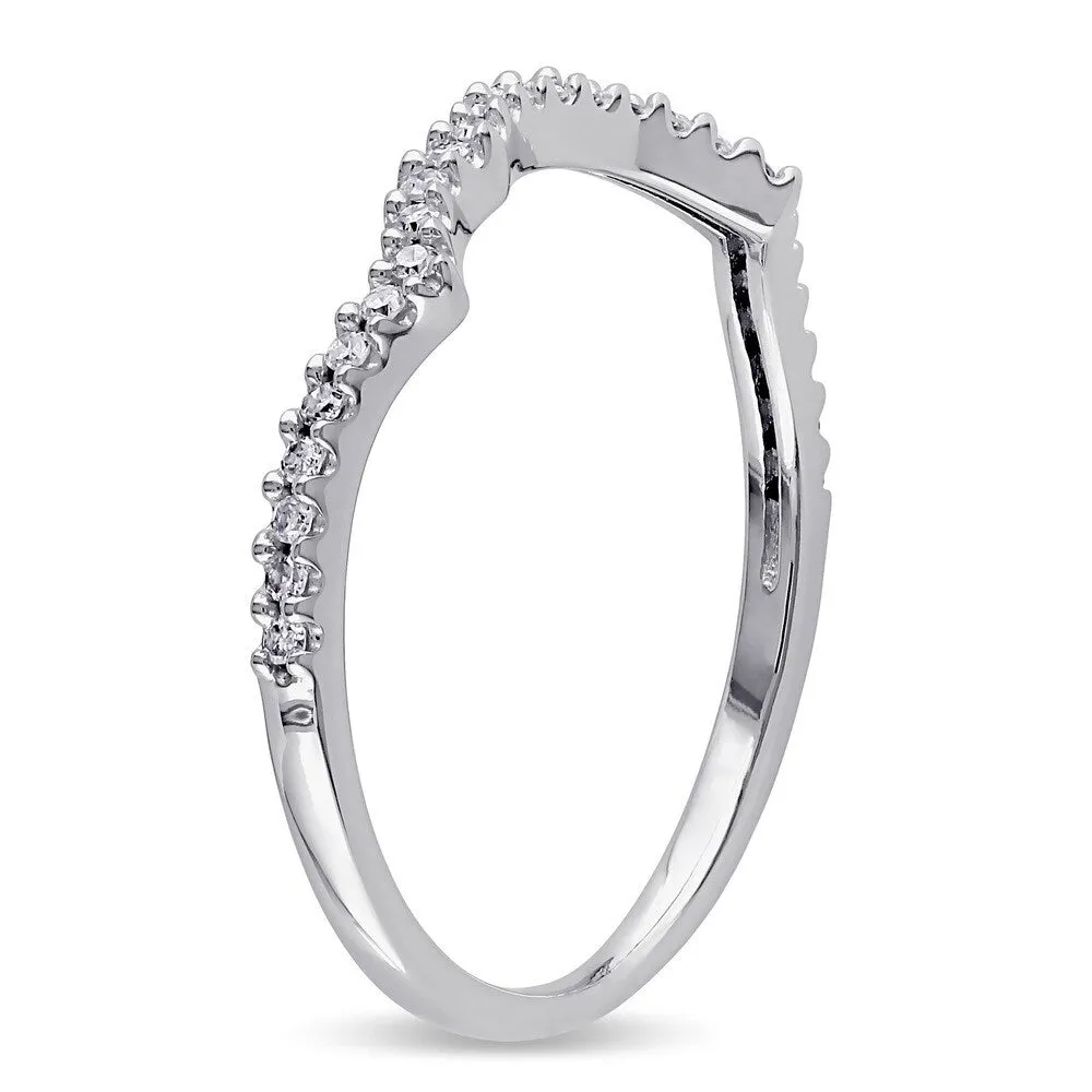 Miadora 14k White Gold 1/8ct TDW Diamond Curved Wedding Band sold by Zulily product image thumbnail 2