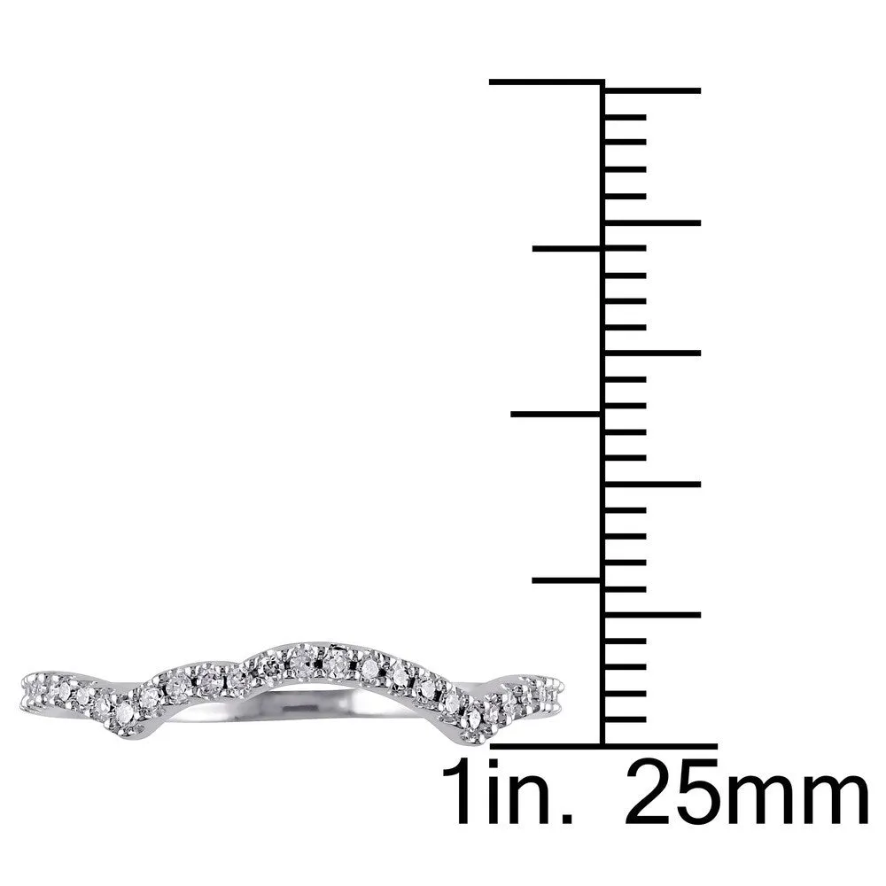 Miadora 14k White Gold 1/8ct TDW Diamond Curved Wedding Band sold by Zulily product image thumbnail 3