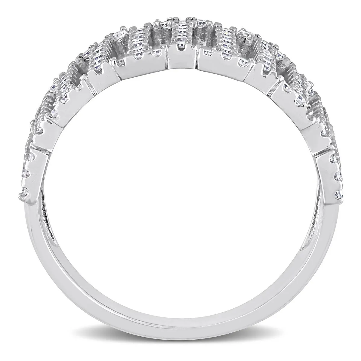 Miadora 1/2ct TDW Diamond Openwork Crossover Band Ring in 14k White Gold sold by Zulily product image thumbnail 5