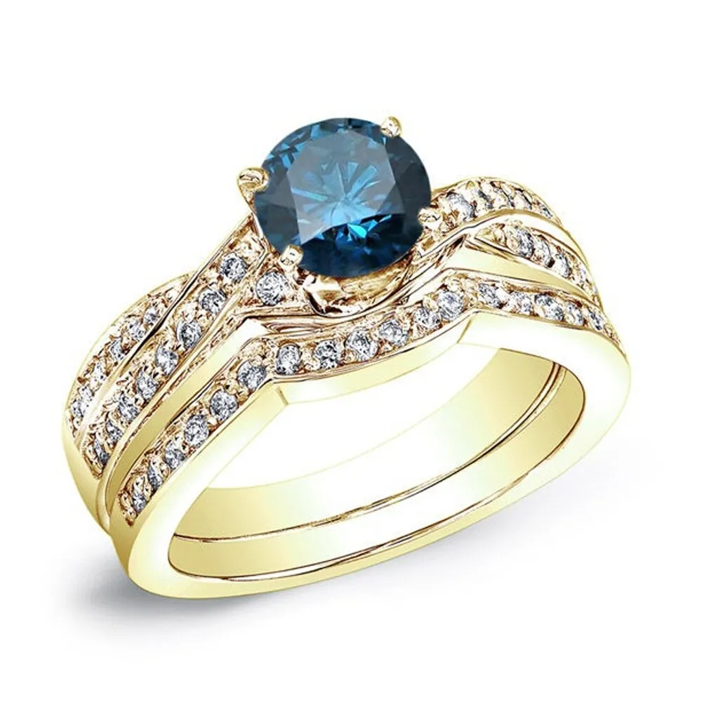Auriya 14k Gold 3/4ctw Twisted Round Blue Diamond Engagement Ring Set sold by Zulily product image thumbnail 2