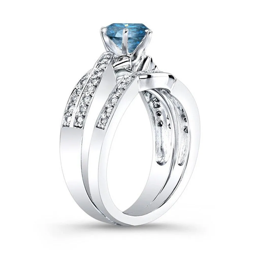 Auriya 14k Gold 3/4ctw Twisted Round Blue Diamond Engagement Ring Set sold by Zulily product image thumbnail 5