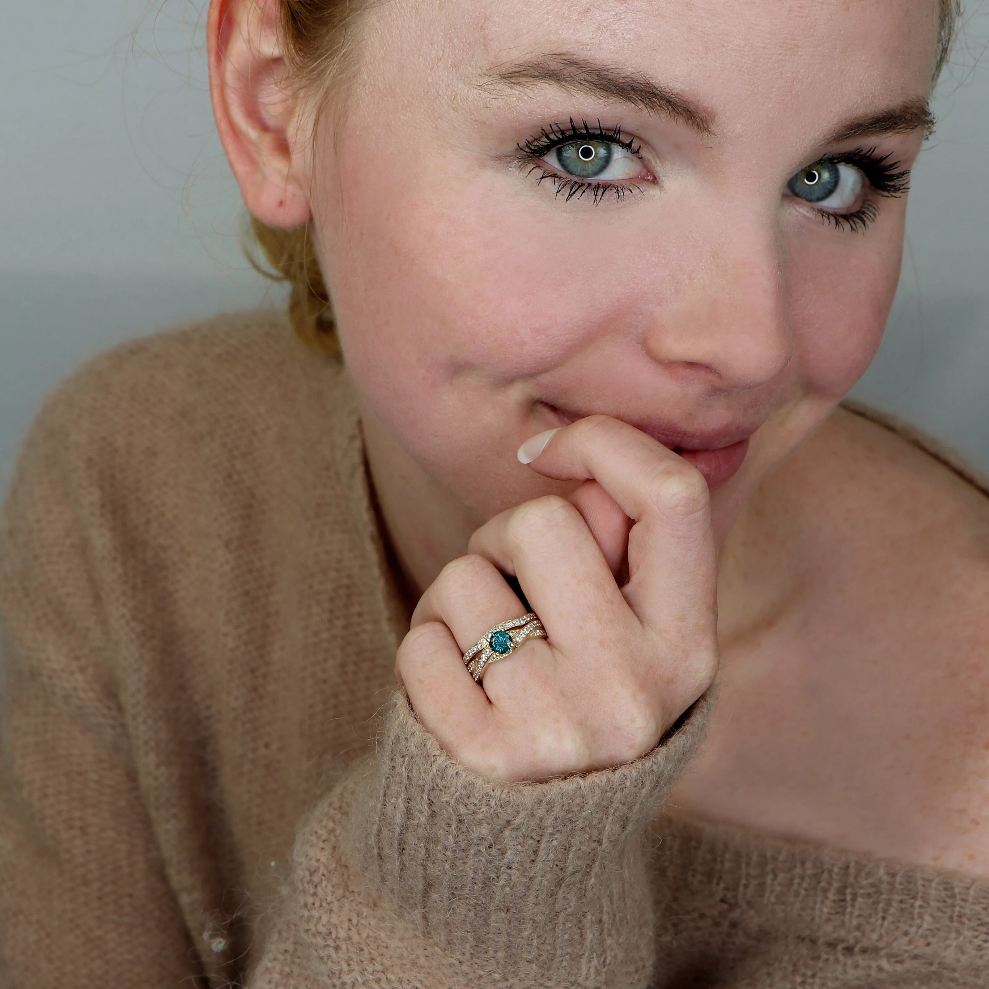 Auriya 14k Gold 3/4ctw Twisted Round Blue Diamond Engagement Ring Set sold by Zulily product image thumbnail 3