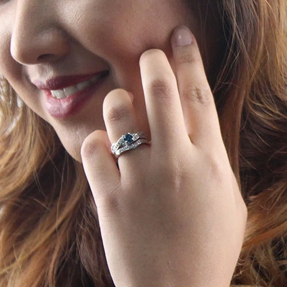 Auriya 14k Gold 3/4ctw Twisted Round Blue Diamond Engagement Ring Set sold by Zulily product image thumbnail 4