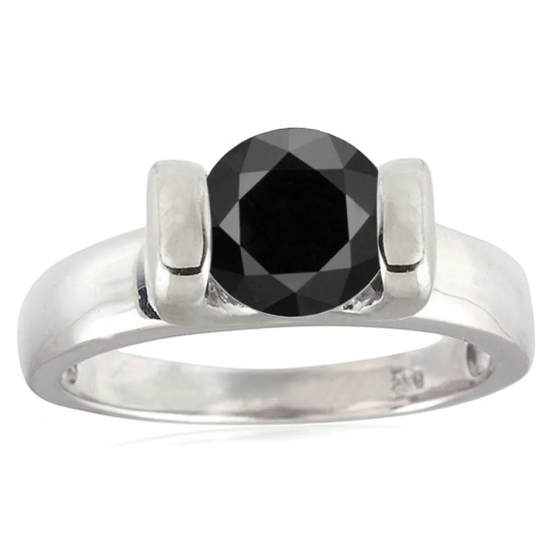 Sterling Silver with Genuine Black Diamond Solitaire Ring sold by Zulily