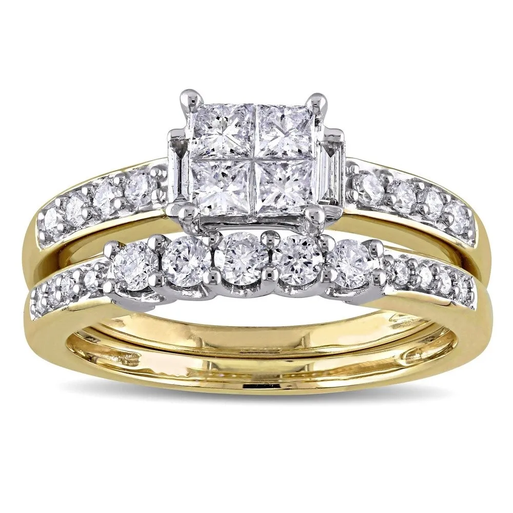 Miadora 14k Yellow Gold 1ct TDW Multi-Cut Diamond Quad Bridal Ring Set sold by Zulily product image thumbnail 4