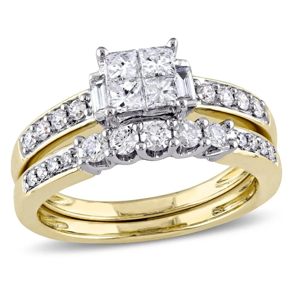 Miadora 14k Yellow Gold 1ct TDW Multi-Cut Diamond Quad Bridal Ring Set sold by Zulily product image thumbnail 2