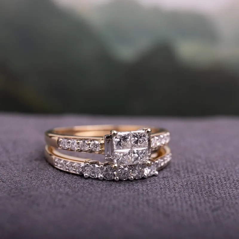 Miadora 14k Yellow Gold 1ct TDW Multi-Cut Diamond Quad Bridal Ring Set sold by Zulily