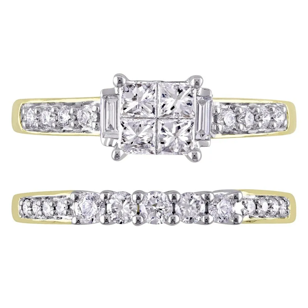 Miadora 14k Yellow Gold 1ct TDW Multi-Cut Diamond Quad Bridal Ring Set sold by Zulily product image thumbnail 3