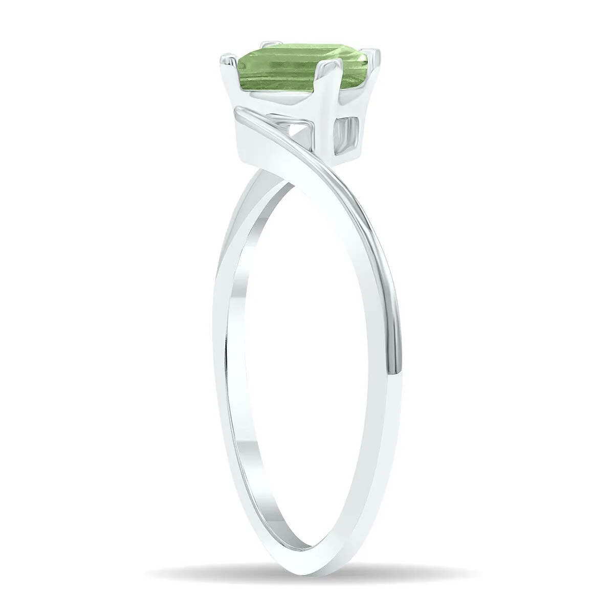 Women's Solitaire Green Amethyst Wave Ring in 10K White Gold sold by Zulily product image thumbnail 3