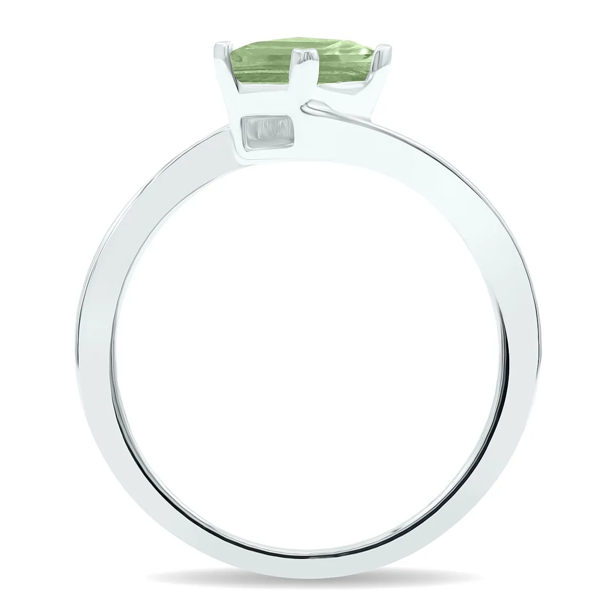 Women's Solitaire Green Amethyst Wave Ring in 10K White Gold sold by Zulily product image thumbnail 2