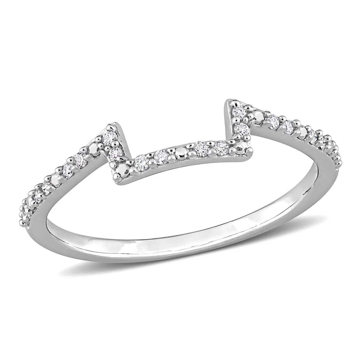 Miadora 1/10ct TDW Diamond Contour Stackable Wedding Band in 14k White Gold sold by Zulily product image thumbnail 2