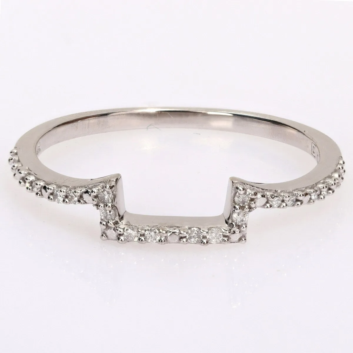 Miadora 1/10ct TDW Diamond Contour Stackable Wedding Band in 14k White Gold sold by Zulily