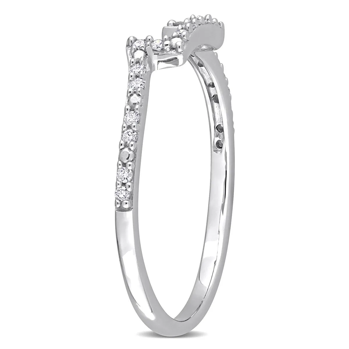 Miadora 1/10ct TDW Diamond Contour Stackable Wedding Band in 14k White Gold sold by Zulily product image thumbnail 4