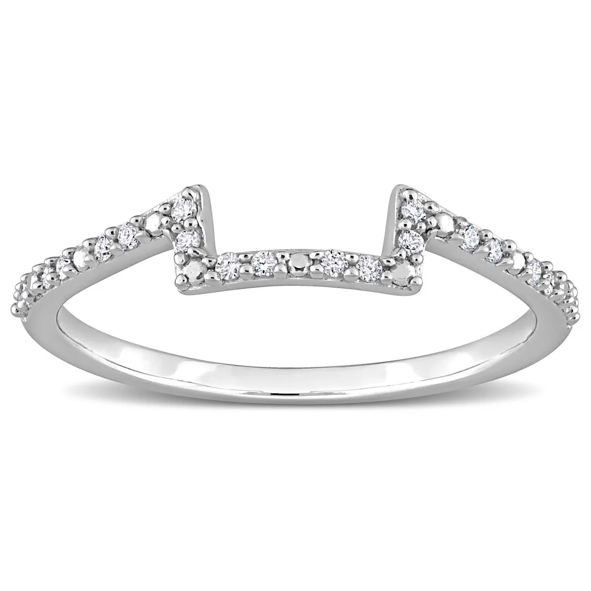 Miadora 1/10ct TDW Diamond Contour Stackable Wedding Band in 14k White Gold sold by Zulily product image thumbnail 3