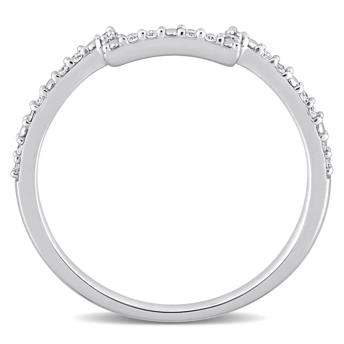 Miadora 1/10ct TDW Diamond Contour Stackable Wedding Band in 14k White Gold sold by Zulily product image thumbnail 5
