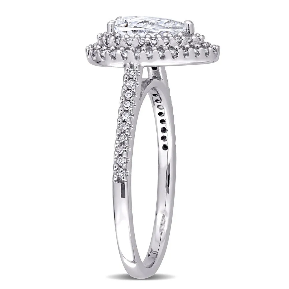 Miadora 1ct DEW Pear-Cut Moissanite and 1/3ct TDW Diamond Double Halo Engagement Ring in 14k White Gold sold by Zulily product image thumbnail 2