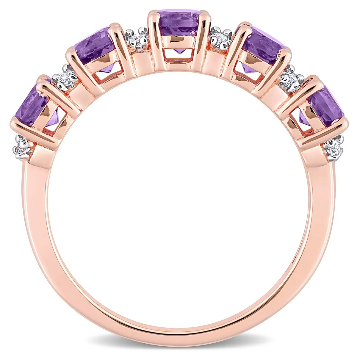 Miadora Rose Plated Sterling Silver Amethyst and White Topaz Stackable Eternity Wedding Band Ring sold by Zulily product image thumbnail 5