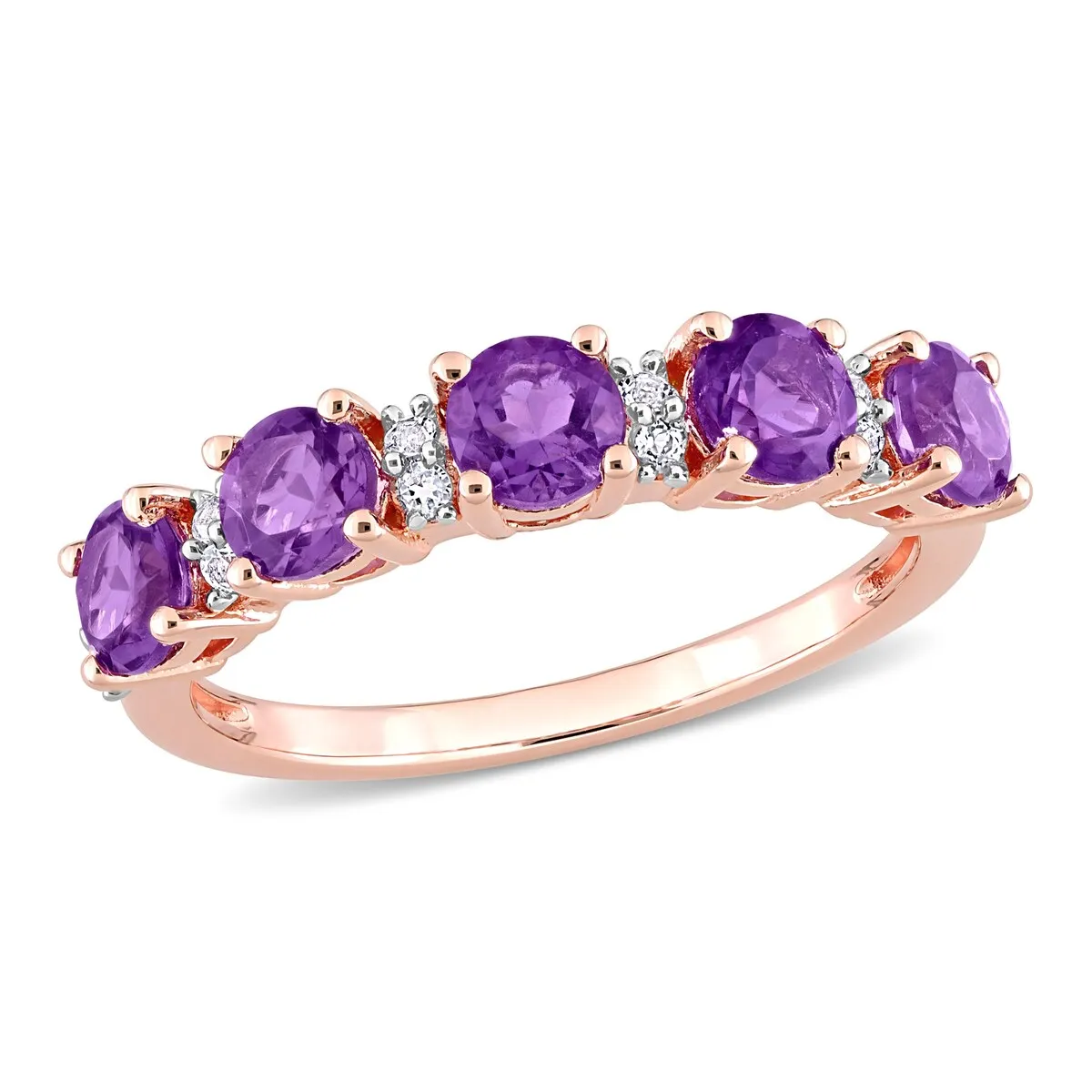 Miadora Rose Plated Sterling Silver Amethyst and White Topaz Stackable Eternity Wedding Band Ring sold by Zulily product image thumbnail 2