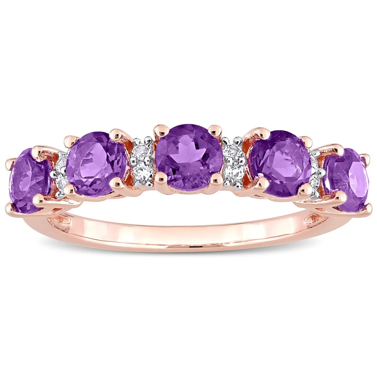 Miadora Rose Plated Sterling Silver Amethyst and White Topaz Stackable Eternity Wedding Band Ring sold by Zulily product image thumbnail 3